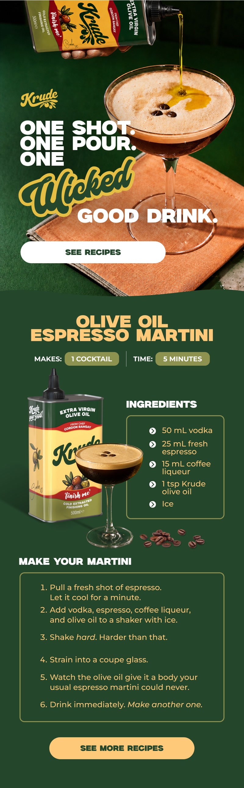 One Wicked Good Drink complete email design.